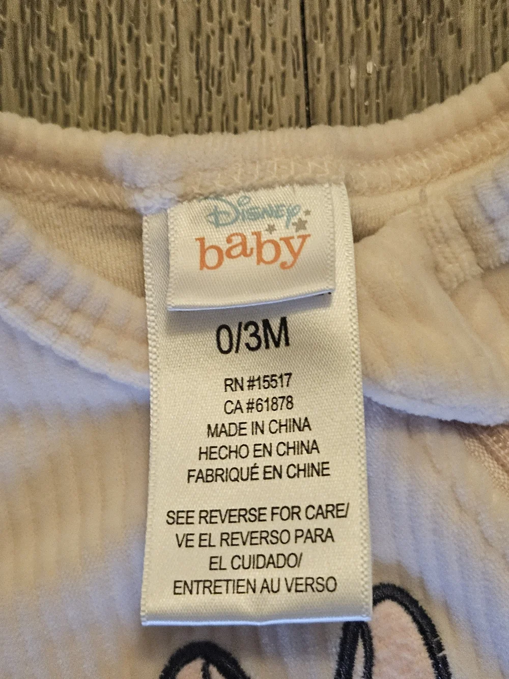 cloud island Light Pink Ribbed Footed One-Pieces DISNEY  Minnie‎ Graphic 0-3MTHS